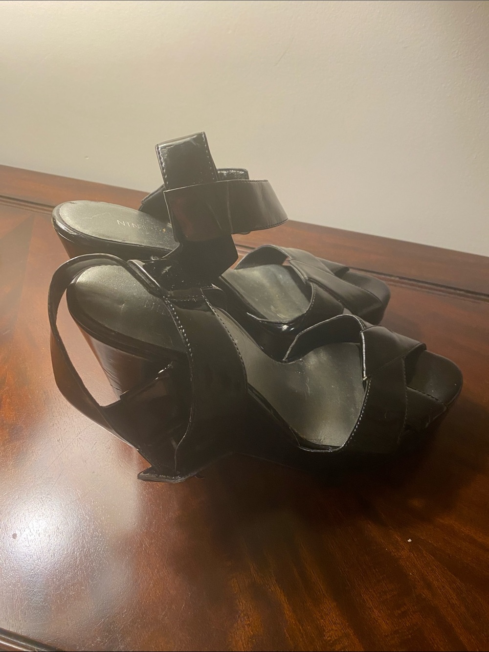 Nine West Black Patent Leather Strappy Sandals - Women - Picture 3 of 7